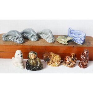 10 Wade Red Rose Animal Tea Figurines Lot Poodle Crocodile Monkey Sturgeon Manat